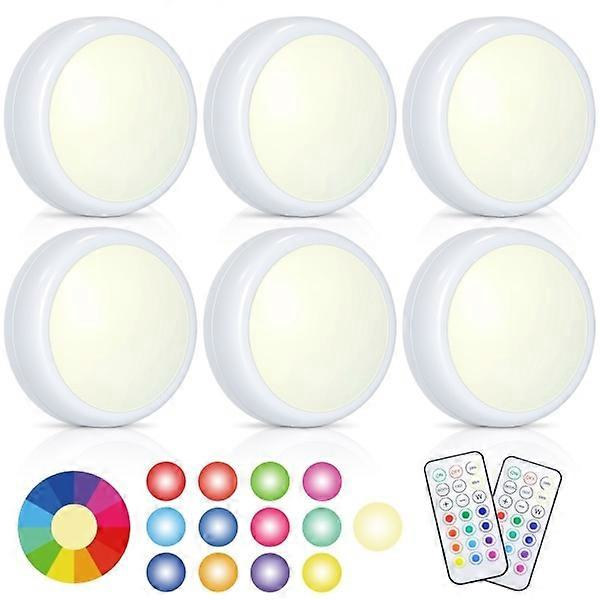 LED-spotlightar 6 st med 2 fjärrkontroller RGB-design Många färger Vit white