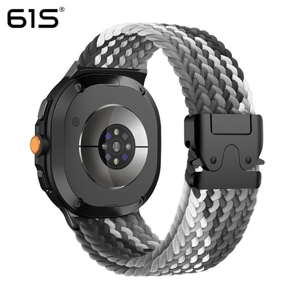 40/44 mm flätad elastisk fallskärmsspänne nylonrem kompatibel med Samsung Galaxy Watch 8 Classic Svart+Grå Black+Grey