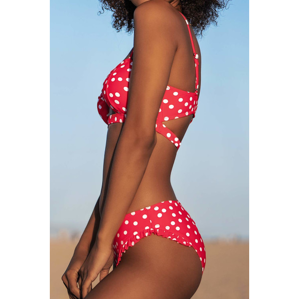 Bikini Polka Dots Cutout Bikini Low Waist Kaksiosainen uimapuku