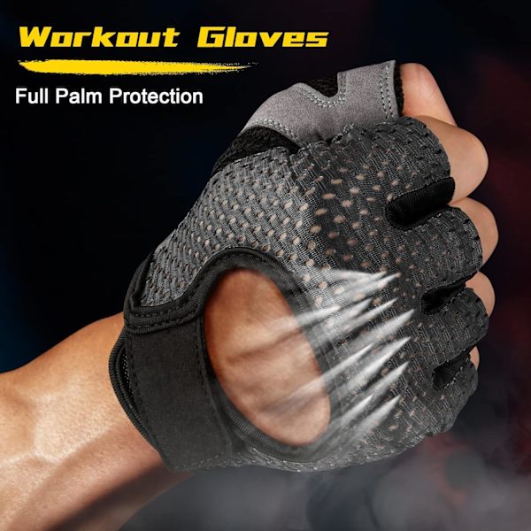 Fitnesshandskar, Andningsbara Träningshandskar, Tillverkade av Mikrofibertyg, Halkskyddande Silikonkudde Handflatsskydd och Extra Grepp, Unisex