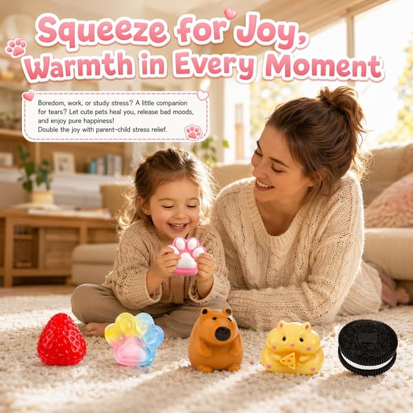 6 stk. Squishy-sæt, jordbær Squishy Fidget-legetøj til voksne, søde kattepote Capybara Squishys Stressbolde Multiple models