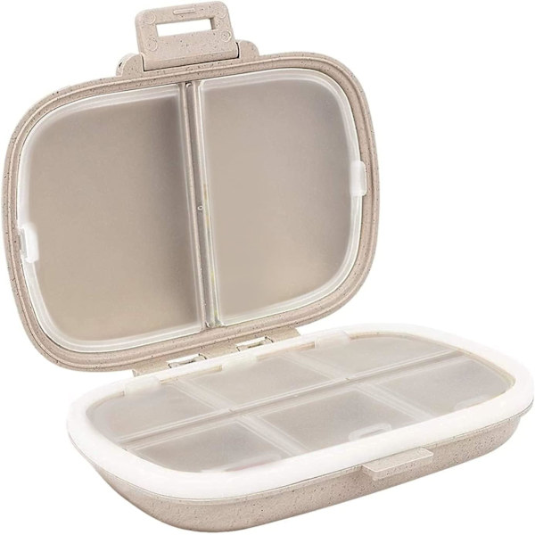 Matkakäyttöön tarkoitettu pillerirasia, 8 lokeroa, kannettava pillerikotelo, päivittäinen pillerilaatikko vitamiinien säilytykseen, pieni pillerisäiliö（Khaki）