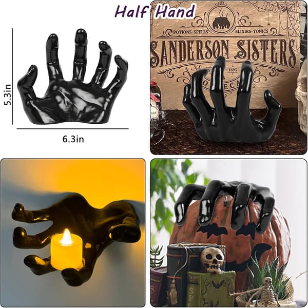 Halloweenpynt 3 sæt uhyggelige hænder med stearinlys Halloween vægpynt