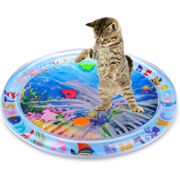 Sensorisk vannspillmatte for katter, katteleker for kjedelige innendørskatter, katteleker selvspillmatte, interaktive leker for katter å leke alene Whale