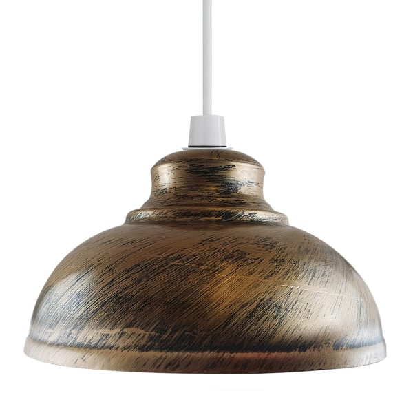 Retro metallljusskärmar, vintage -stil taklampa lampskärm, icke elektrisk 30 cm Lättpassad böjd kökslampskärm (borstad koppar)