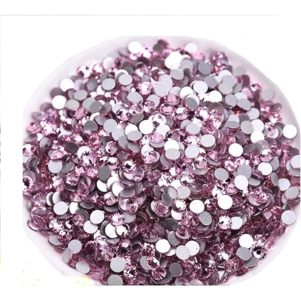 Glue Fix Flatback Rhinestones Glas Diamantes Gems til Nail Art (ss20 576pcs, Pink)