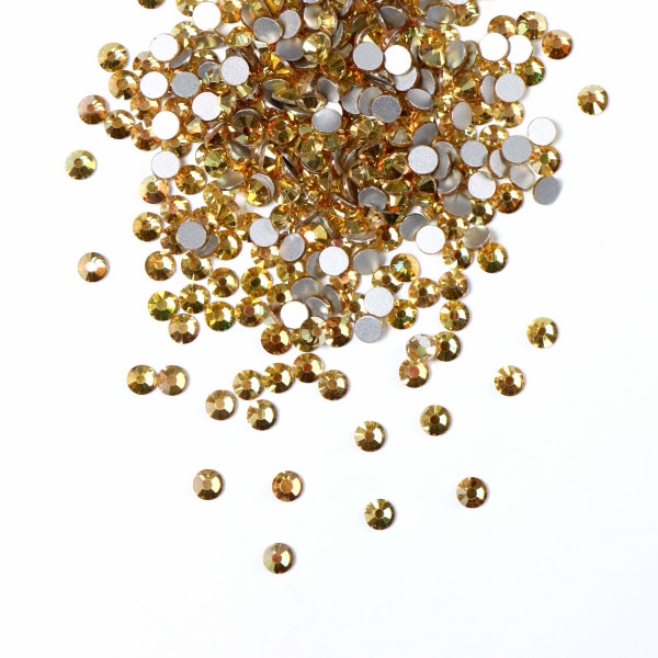 Lim Fix Krystal Flatback Rhinestones Glas Diamanter Ædelstene til Nail Art Håndværk Dekorationer Tøj Sko(ss20 1440 stk, Metallic Sunshine)