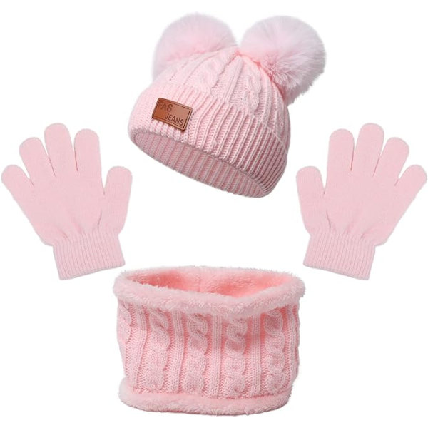 Baby Vinter Varm Strikket Lue Spedbarn Småbarn Barn Heklet Pels Hårball Lue Pom Pom Lue Baby Gutter Jenter