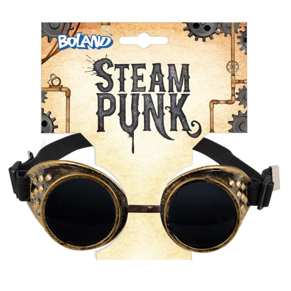 Steampunk-briller, mørke linser, justerbar størrelse, karneval, Halloween