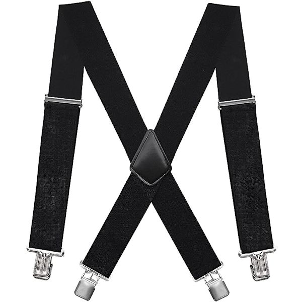 Elastiske 5 cm brede bukseseler, 4 sterke klips X-form, menn og kvinner