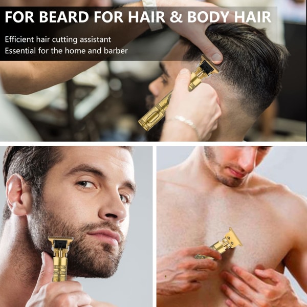 Miesten hiusleikkuri, vedenpitävä sähköinen hiusleikkuri, 4 ohjauskampaa, hiusleikkuri Ammattimainen partaleikkuri miesten, ladattava (pronssi)