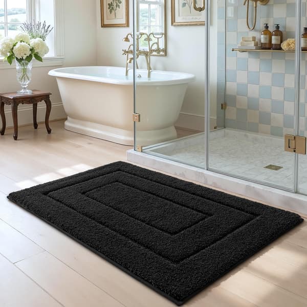 1 stk. bademåtte 40 x 60 cm, skridsikre vaskbare tæpper, sort 40*60cm black