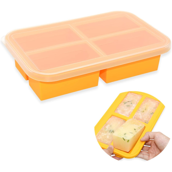 Iskubbricka med lock, silikonfrysbricka, barnmatsfrysbrickor, Souper Cubes för sopp-sås-måltidsförberedelse