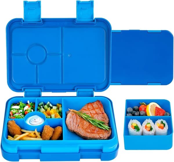 1 stk. Bento matboks for barn, med 6 rom for barn (blå, 5,5*7,9*1,8 tommer) blue