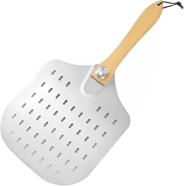 Perforeret pizzaspade 12 tommer aluminium metal pizzaspade pizzaspade til bagning af pizzaer og håndværksbrød