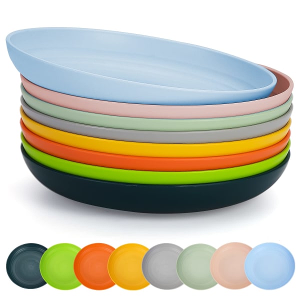lautasellinen set 8 väriä 25cm uudelleen käytettävä nuudelikulhoille alkupaloja tippakestävä jälkiruoka vilja ramen BPA-vapaa mikroaaltouunin kestävä astianpesukoneen kestävä