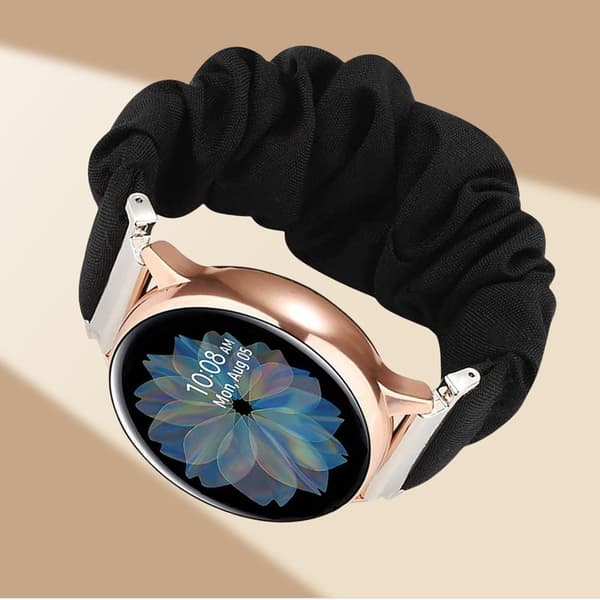 Kompatibel med Samsung/Huawei Smartwatch Band Universal Flad Mode Print Scrunchie Urrem - Sort 20 mm 15