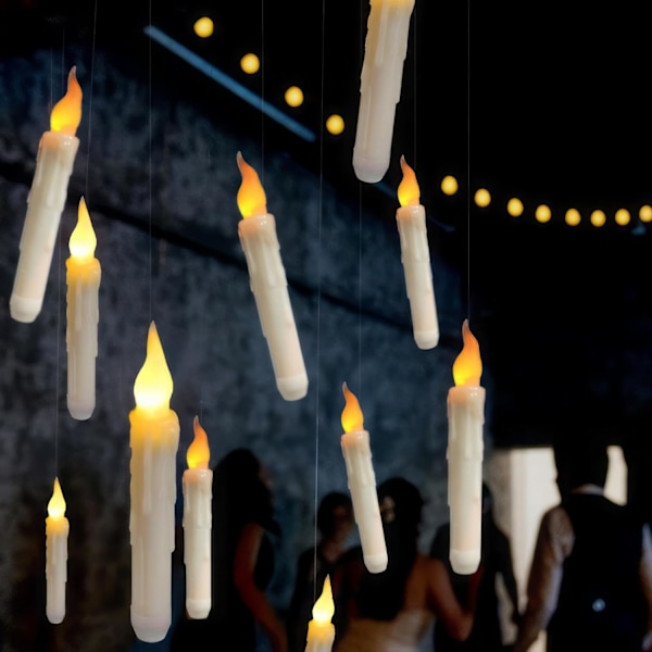 12 st Flytande LED-Ljus Varma Vita Flimmerande Lågljus Hängande Ljus Fjärrkontroll Halloween Dekoration F Födelsedag Bröllop Semesterfest Klassrum
