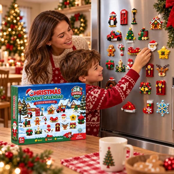 1 st Julkalender, 24 byggbara kylskåpsmagneter