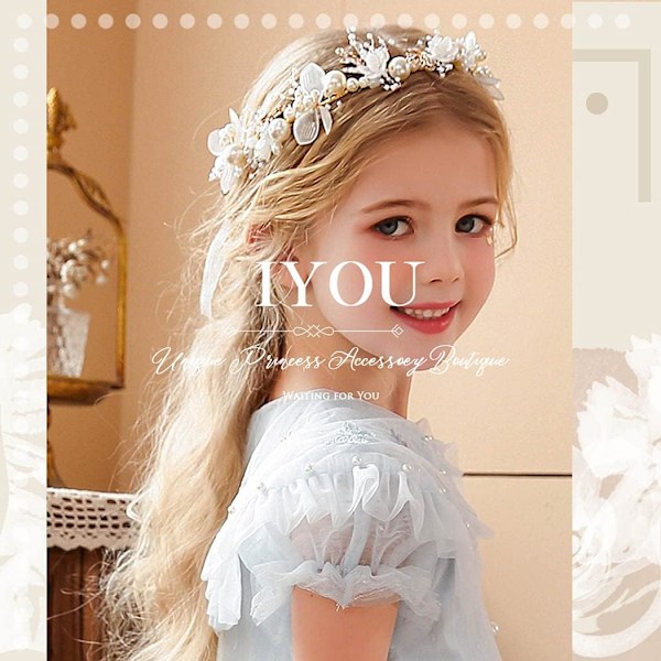 Bryllupshårpynt Guld Perle Pandebånd Brud Babyens Ånde Krystal Hårranke til Prinsesse Blomsterpiger og Brudepiger