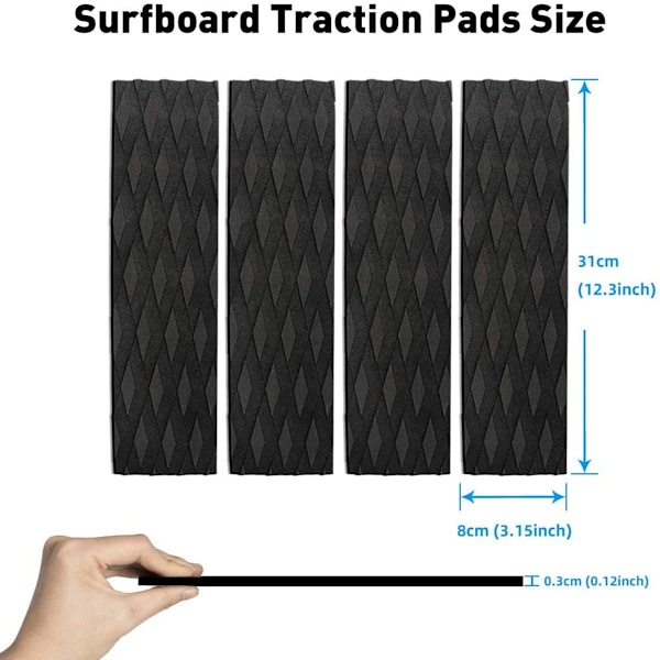 4 stk/Rillet ikke-skli EVA Surfing Skimboard Surfboard Kiteboard Traction Pad grep pute Hale Pads - Blå