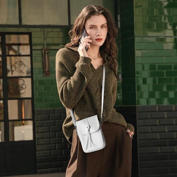 1 stk. Crossbody-tasker i ægte læder til kvinder, lille, hvid white
