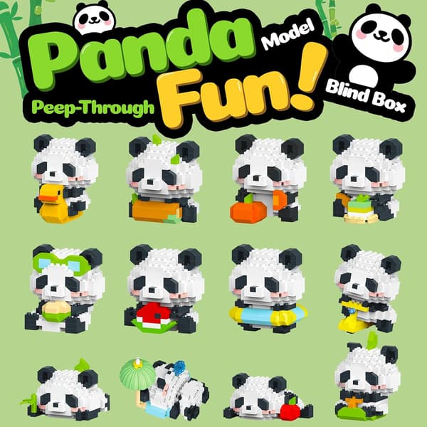1 kpl Panda-eläinrakennuspalikat, Micro Mini -eläinjuhlatarvikkeet (12 kpl pakkaus) panda