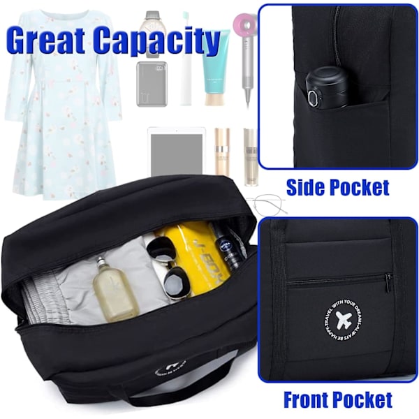 Ryanair Kabinbag 40x20x25 Reise Duffel Bag 2 Pakk Sammenleggbar Undersete Kabinbag Vanntett Weekendbag Lett Håndbagasje Bag black 2 park