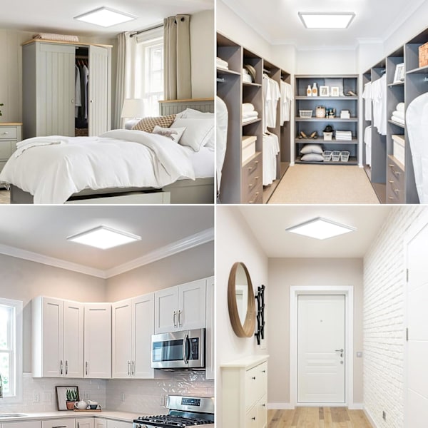 18W LED-taklampa, modern fyrkantig infälld belysningsarmatur för kök, korridor, vardagsrum, sovrum, kontor, vit
