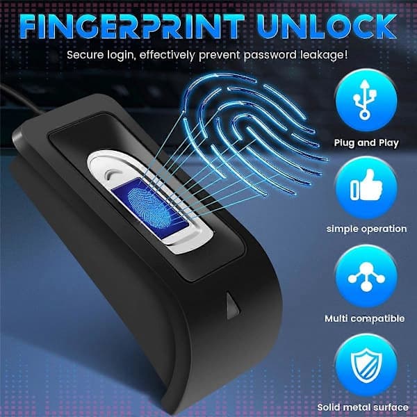 Kompakt USB-fingeravtrycksläsare Skanner Pålitligt biometriskt åtkomstkontrollsystem