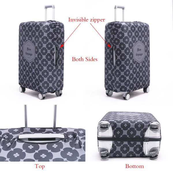 Matkalaukun cover Pestävä matkalaukun suoja Anti-Scratch Matkalaukun cover Sopii 18-32 tuuman matkatavaroihin (harmaa, L)