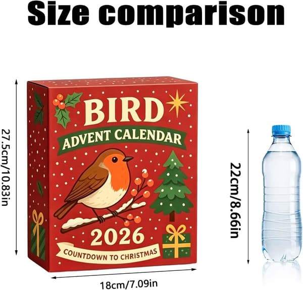 Fugleelsker Julekalender 2026 Jul, Sæt med Akryl Ophængspynt