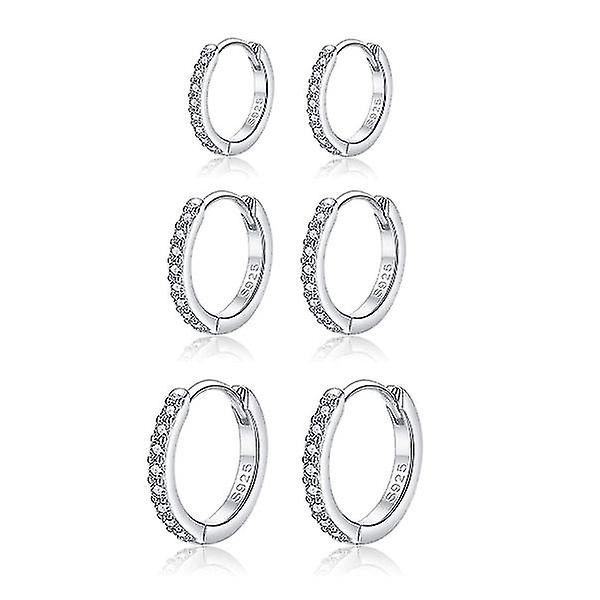 Sølv øredobber for damer, 3 par 925 sterling
