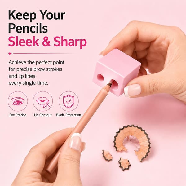 2 stk. skønhedsblyantspidser i dobbelt størrelse, makeupspidser (3*4*3,8 cm), sort pink