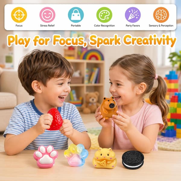 6 stk. Squishy-sæt, jordbær Squishy Fidget-legetøj til voksne, søde kattepote Capybara Squishys Stressbolde Multiple models