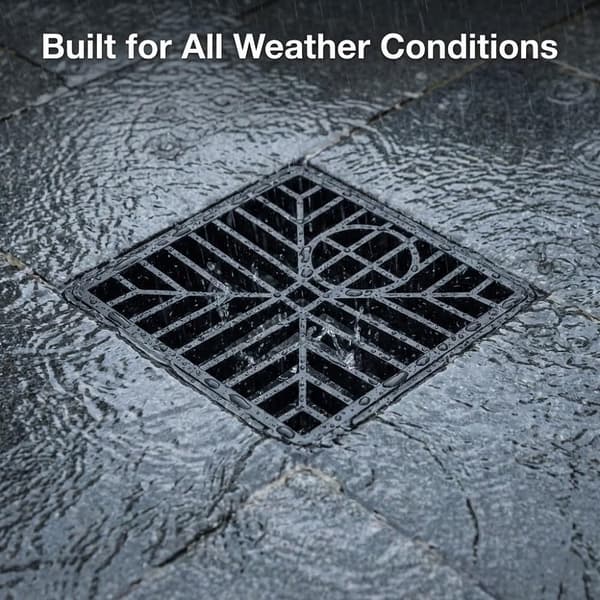 Firkantet udendørs afløbsdæksel Kraftigt afløbsristdæksel til udendørs brug (1 stk., sort)