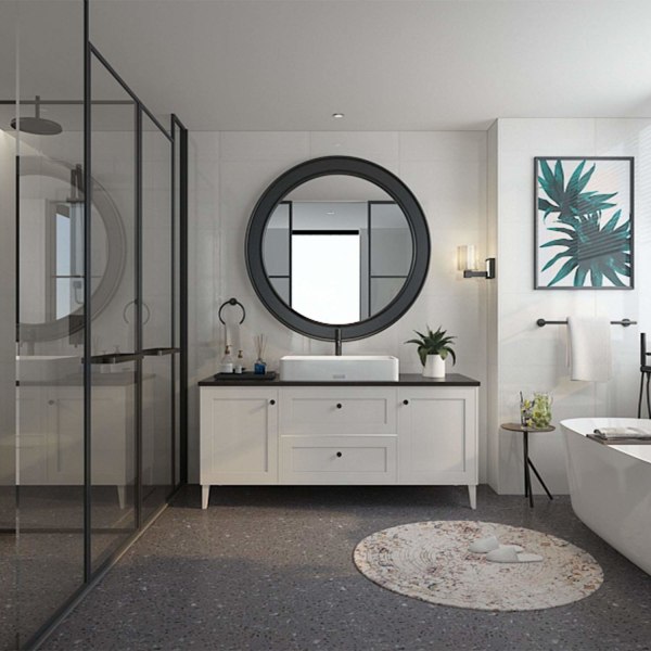 Musta pyyherengas käsipyyhepidike kylpyhuoneen käsipyyhetelineet Seinäkiinnitys Kylpyhuonelaitteisto Yksinkertainen pyöreä pyyheripustin, mattamusta
