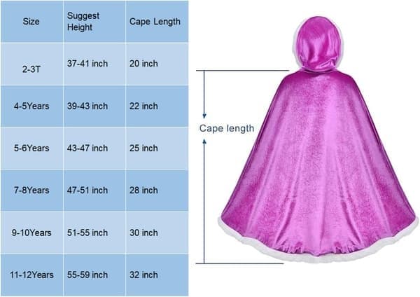 Prinsesse hettekappe kostyme for jenter maskerade Halloween jul karneval cosplay lilla 11-12 år
