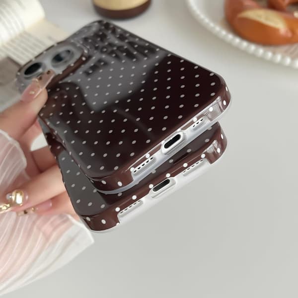 Til iPhone 17 Pro Max-deksel Søt Prikkete Telefon, Vakkert og Stilig, for Kvinner Jenter, brun black