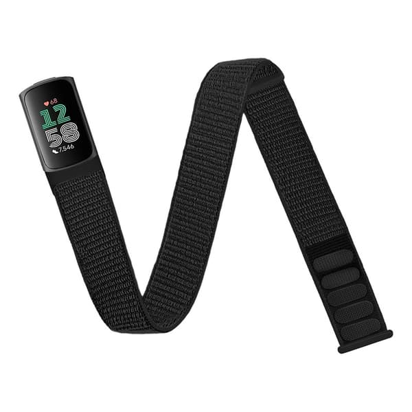 Mukava nailonranneke Fitbit Charge 5/6:lle, musta