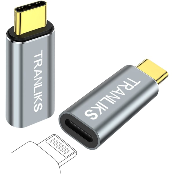 Lightning till USB C-adapter, stödjer PD 60W snabbladdning och dataöverföring för 15/15 Pro/15 Plus/15 Pro Max grey