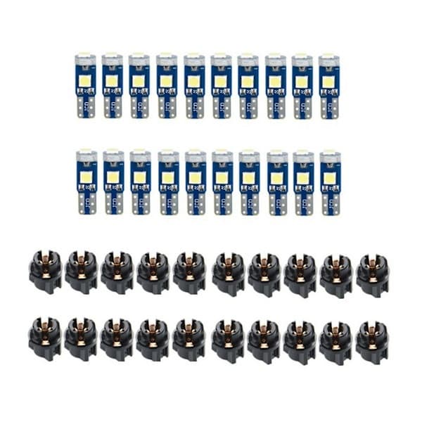 20 st T5 LED-lampor för bilinstrumentbräda, mätare, indikator, 3030-3smd lampbyte med vridning