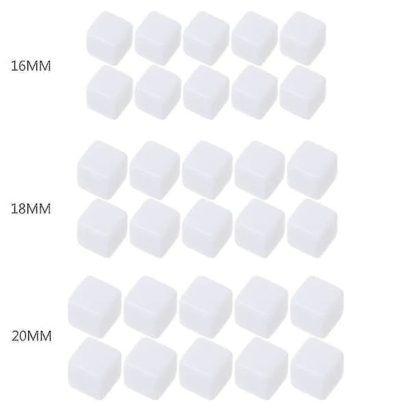 10 stk. firkantede 6-sidede terninger 16mm/18mm/20mm hvide blanke terninger til børnelegetøj