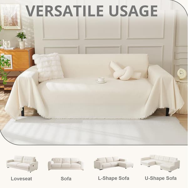 Sofabetræk 2-personers, vaskbart sofabetræk med kvast, blødt sofabetræk til hunde, åndbart, universelt til alle årstider (beige, 180x260cm, 1 stk.) beige