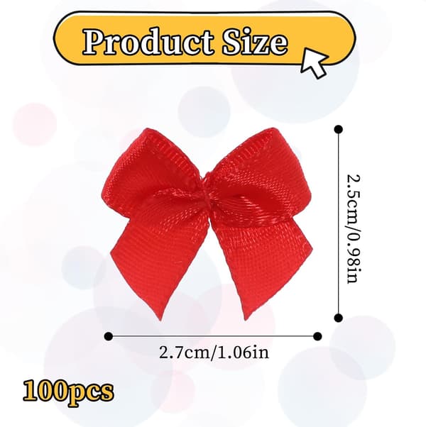 Minirosetter, 100 st 1-tums röda satinrosetter i polyester för pyssel, bröllop, högtider, röd red