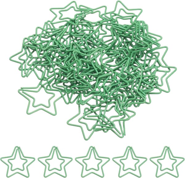 50 stk. papirclips, stjerne papirclips små søde planlægger bogmærker, 29 mm, grøn green