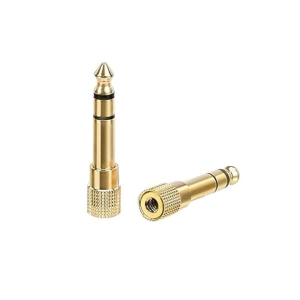 Forgyldt 6,35 mm 1/4 han til 3,5 mm 1/8 hun lydstereo hovedtelefonadapter - 2-pak