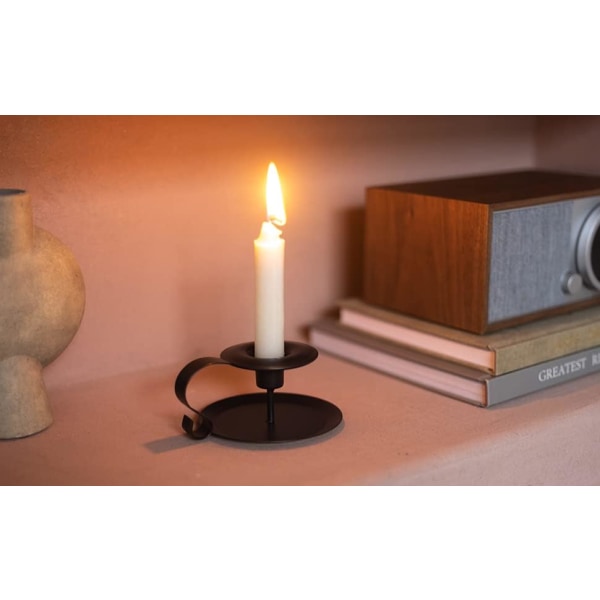 St. Vintage ljusstakar med set Svart metall ljusstakehållare för pinnljus Lämplig bordsdekoration