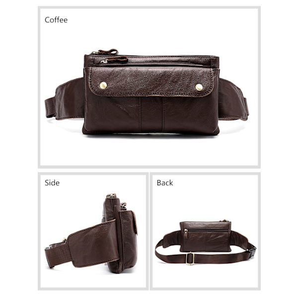 Herr Läder Midjeväska Retro Toppskikt Kohud Mobiltelefon Väska Herr Enstaka Axel Messenger Väska Herr Väska (kaffe)