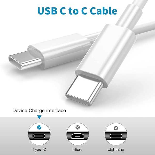 2 kpl 2 m:n pikalatausjohto USB-C - USB-C